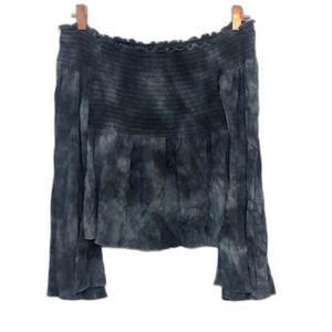 American eagle blue tie dye smocked off shoulder top like new small 22E